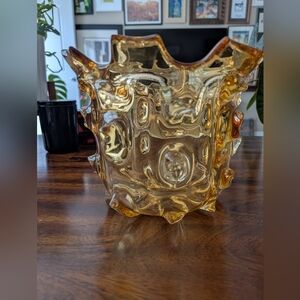 Amber Glass Art Vase